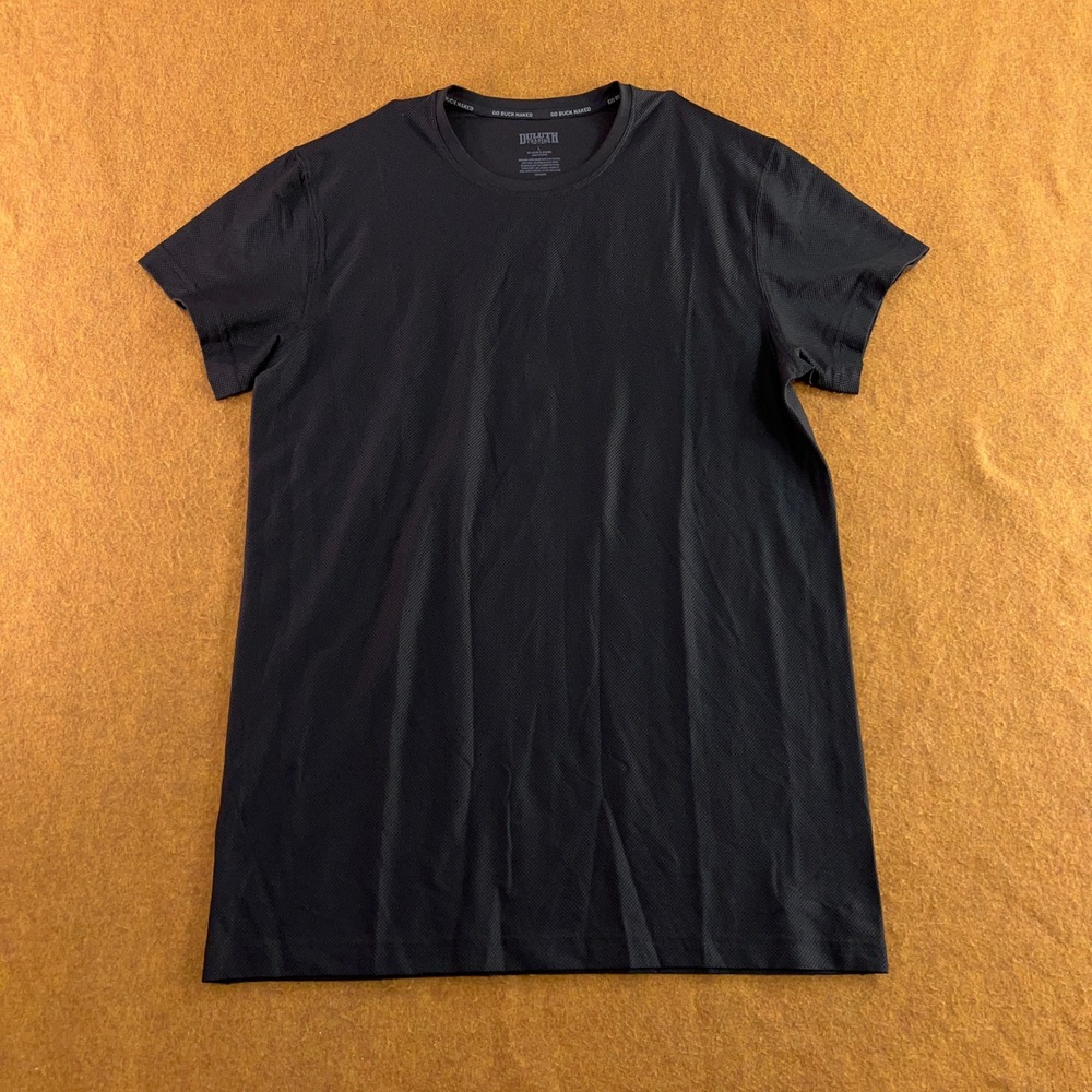 Duluth Mens Large Black Buck Naked Wicking Short Sleeve Crew Undershirt New